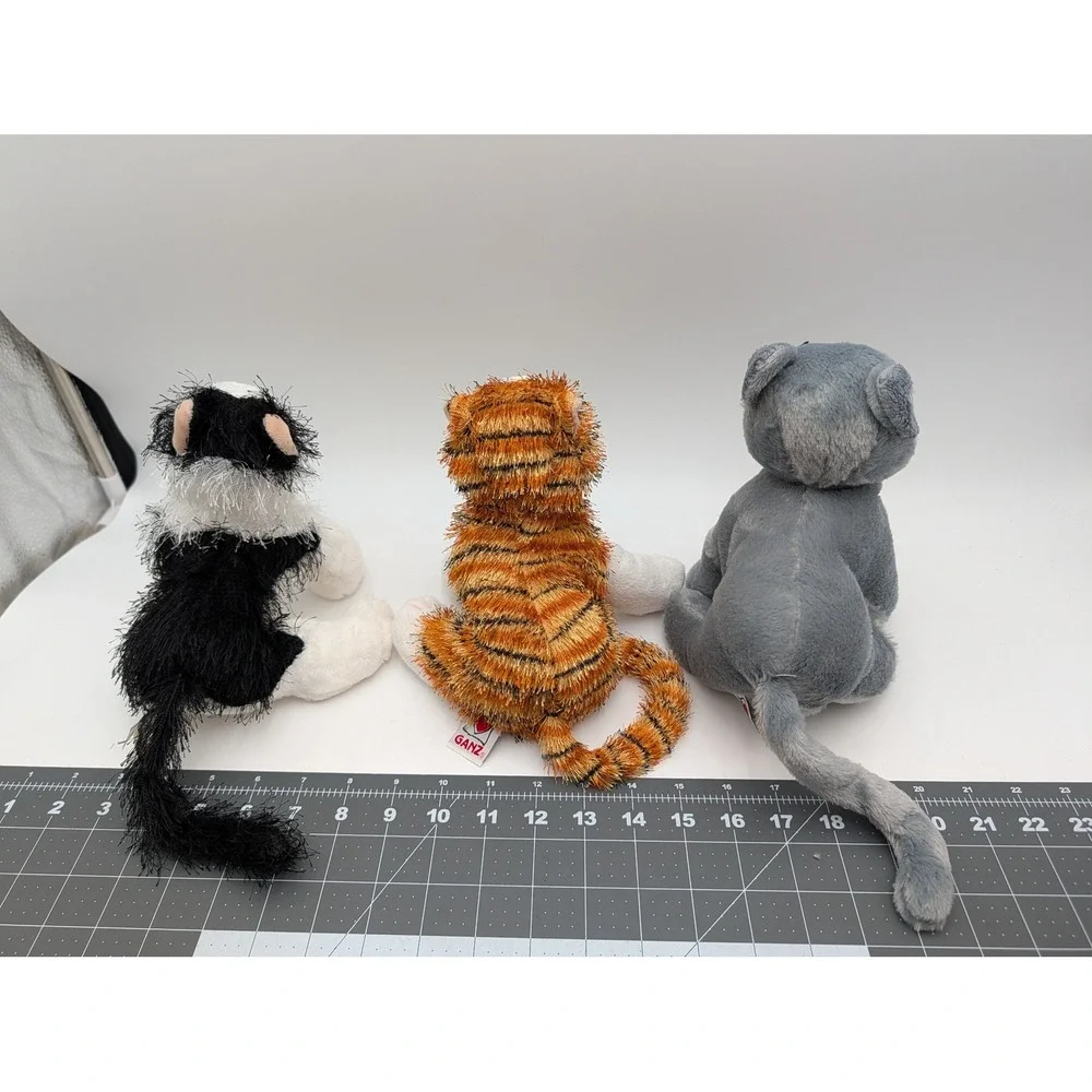 Ganz Webkinz Cat Plush Lot Black White Striped Alley Charcoal‎ HM016 HM042 HM152